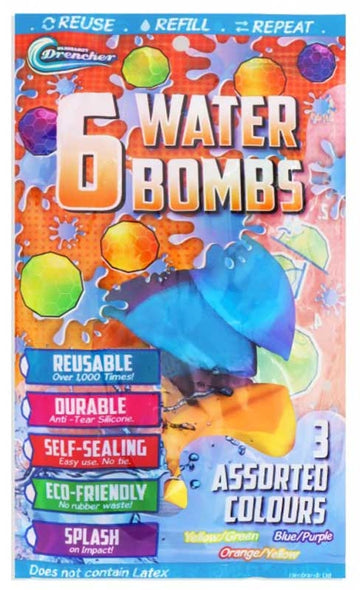 Water Bombs Reusable Silicon 6 Pcs Assorted