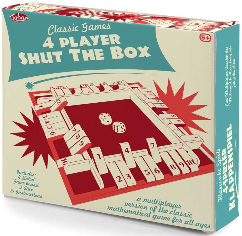Wooden 4 Player Shut The Box Game