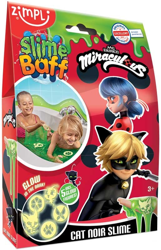 Zimpli Kids Miraculous Cat Noir 150g Green Slime Baff With 5